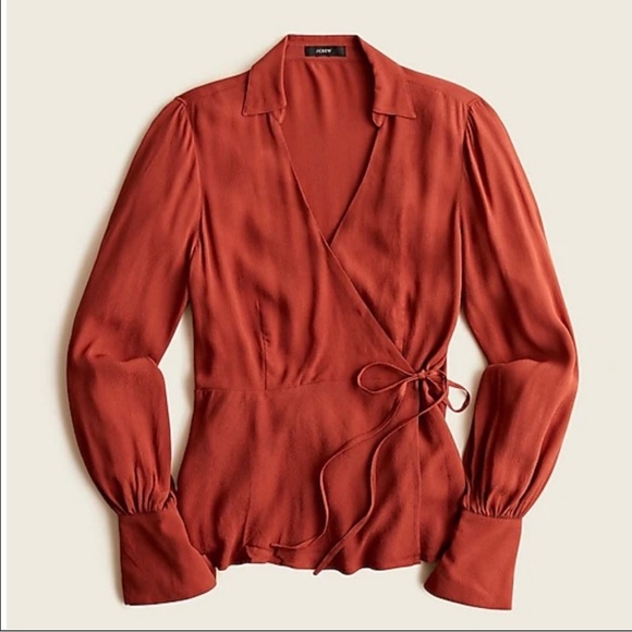 J.Crew Drapey Crepe Wrap Top - Picture 1 of 6